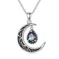 wholesale 925 Sterling Silver Crescent Moon with Amethyst Pendant Necklaces for Women s 45cm Chain Length-0-22