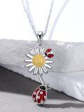 wholesale 925 Sterling Silver Daisy Flower & Ladybug Pendant Necklace for Women-0-2