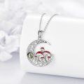 wholesale 925 Sterling Silver Moon & Mushrooms Pendant Necklace for Women Girls Gifts Jewelry Accessories-0-1