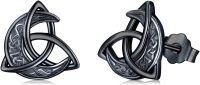 wholesale 925 Sterling Silver Triquetra Stud Earrings - Celtic Knot Design  for Her-D-Black