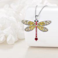 wholesale 925 Sterling Silver Dragonfly Red Crystal Pendant Necklace for Women Men-Dragonfly