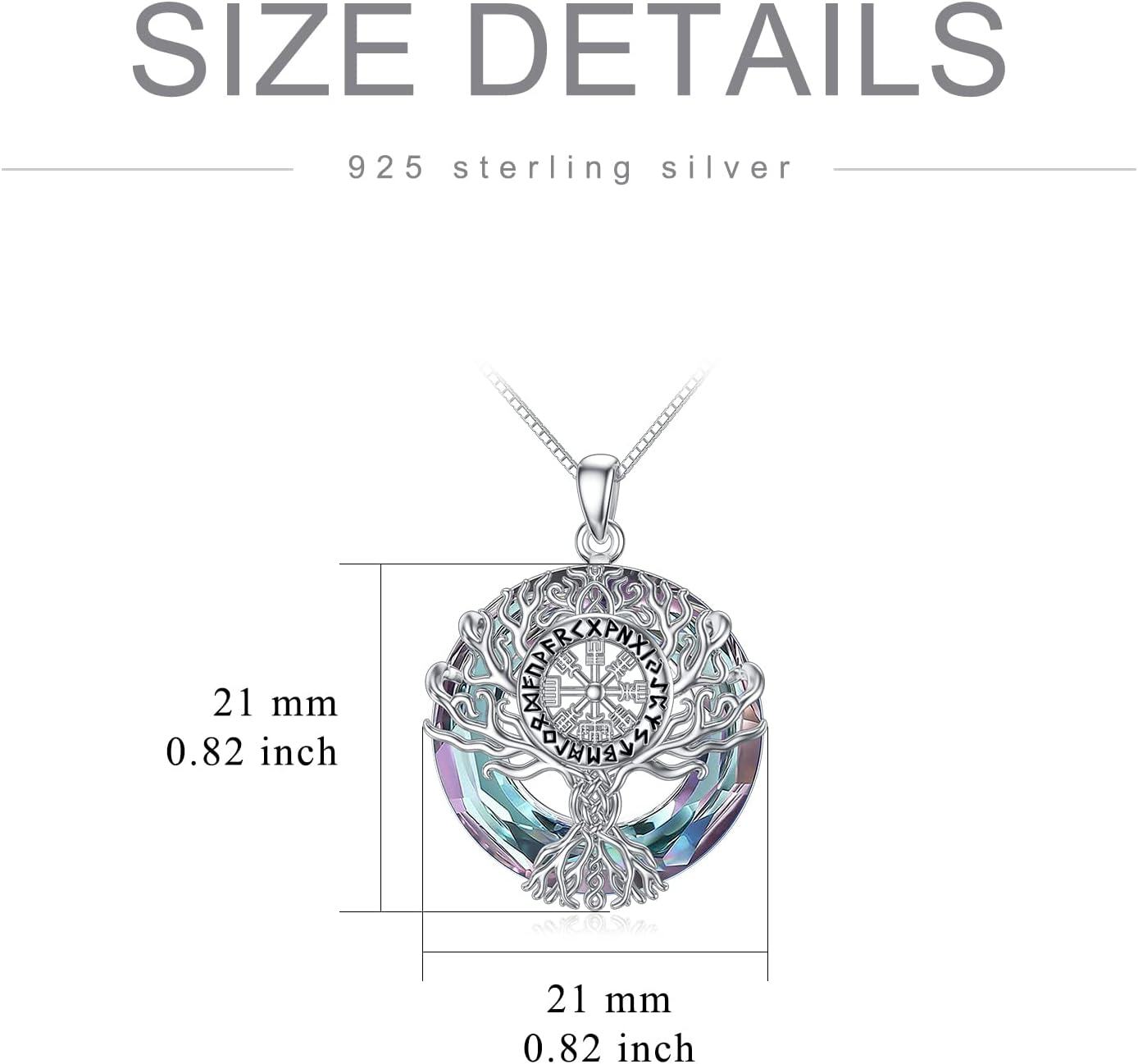 wholesale 925 Sterling Silver Viking Tree of Life Pendant Necklace with Crystal Circle for Women/Men-0-1