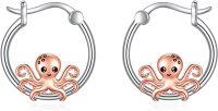 wholesale 925 Sterling Silver Octopus Hoop Earrings - Cute Sea Life  for Women-octopus