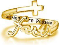 wholesale 925 Sterling Silver Faith Ring Adjustable Cross Wrap Ring Christian Fashion Band for Women Girlfriend Gift-8