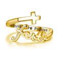 wholesale 925 Sterling Silver Gold Plated Faith Cross Open Ring All Things Are Possible For Women-0-0