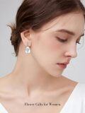 wholesale Sterling Silver Floral Teardrop Earrings w Birth Flower Engraved Gift for Women-0-26
