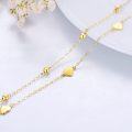 wholesale 14K Gold Layered Heart Charm Ankle Anklet with Adjustable Chain - Fits Sizes 9-13-0-3