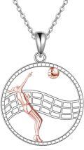 wholesale 925 Sterling Silver Volleyball Player Pendant Necklace Sports Inspired Gift for Women-0-0