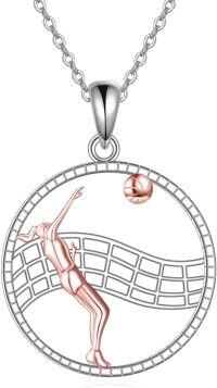 wholesale 925 Sterling Silver Volleyball Player Pendant Necklace Sports Inspired Gift for Women-Volleyball