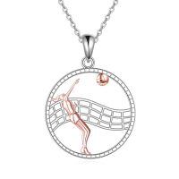 wholesale 925 Sterling Silver Volleyball Player Pendant Necklace-Volleyball