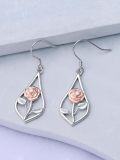 wholesale 925 Sterling Silver Pink Lily of the Valley Drop Earrings-0-48