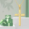 wholesale 14K Gold Diamond Dainty Cross Pendant Necklace for Women-0-3