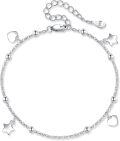 wholesale 925 Sterling Silver Star Heart Charm Anklet for Women - Summer Beach Jewelry-0-0