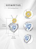 wholesale S925 Sterling Silver Gold Plated Aquamarine Sunflower Heart Pendant Necklace - You Are My Sunshine Gift for Women-0-3