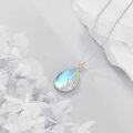 wholesale 925 Sterling Silver Moonstone Teardrop Pendant Necklace with Daffodil Flower Design for Women-0-4