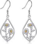 wholesale 925 Sterling Silver Daisy Flower Drop Earrings for Women s-0-0