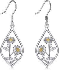 wholesale 925 Sterling Silver Daisy Flower Drop Earrings for Women s-Daisy a
