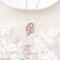 wholesale 925 Sterling Silver Rose Gold Plated Crystal Heart Necklace with I Love You Engraving for Women-0-4