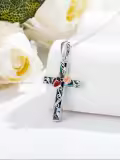 TOUPOP Sterling Silver Abalone Shell Butterfly Ladybug Hummingbird Dragonfly Bee Rose Cross Pendant-0-2