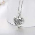 wholesale 925 Sterling Silver Heart Locket Necklace with Rose Flower Pendant Holds Pictures Oxidized Finish Birthday Christmas Gifts for Women-0-1