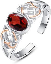 wholesale 925 Sterling Silver Celtic Knot Rings Wholesale With Red Garnet-Red Ruby