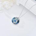 wholesale 925 Sterling Silver Blue Opal Crystal Sea Turtle Pendant Necklace for Women-0-5