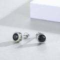 wholesale 925 Sterling Silver Black CZ Round Stud Earrings for Men & Women-0-1
