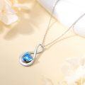 wholesale TOUPOP March Birthstone Necklace For Women Aquamarine Necklace Pendant 926 Sterling Silver Infinity Love Moon Jewelry Birthday Christmas Gifts For Women Mom Wife Girlfriend -0-4