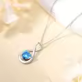TOUPOP Sterling Silver Aquamarine Infinity Moon Pendant Necklace-0-4