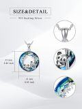 wholesale 925 Sterling Silver Blue Crystal Bamboo Panda Pendant Necklace-0-3