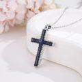 wholesale 925 Sterling Silver Blue Stone Cross Pendant Necklace for Women-0-1