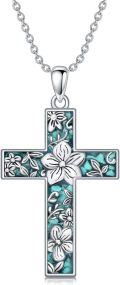 wholesale  Sterling Silver Turquoise Cross Necklace with Birth Flower Pendant -0-33