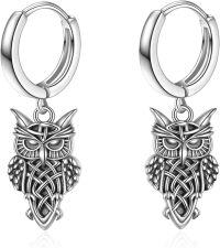 wholesale 925 Sterling Silver Owl Dangle Huggie Hoop Earrings  for Women Girls Teenagers-Owl earrings
