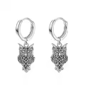 wholesale 925 Sterling Silver Owl Dangle Huggie Hoop Earrings Wholesale  for Women Girls Teenagers-0-0