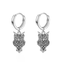 wholesale 925 Sterling Silver Owl Dangle Huggie Hoop Earrings Wholesale  for Women Girls Teenagers-Owl earrings