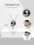 wholesale 925 Sterling Silver Black Freshwater Pearl with 3D Rose Pendant Necklace-0-3
