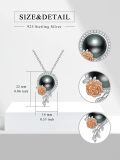 wholesale 925 Sterling Silver Black Freshwater Pearl with 3D Rose Pendant Necklace-0-3