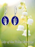 wholesale 925 Sterling Silver Lapis Lazuli Lily of the Valley Leverback Drop Earrings Floral Jewellery Gifts for Women-0-4
