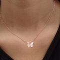 wholesale 925 Sterling Silver Plated Rose Gold Butterfly Opal Pendant Necklace for Women - Cute Animal  for Mothers' Day & Birthdays-0-4