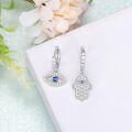 wholesale 925 Sterling Silver Hamsa Hand Evil Eye Drop Earrings for Women Girls  4cm Length-0-2