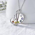 wholesale 925 Sterling Silver Artist Palette Necklace with Paintbrushes and Colorful Crystals Graduation Jewelry for Women Class of 2023 Inspirational Gift-0-2