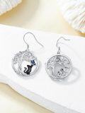 wholesale 925 Sterling Silver Cat Tree of Life Dangle Drop Earrings for Women Gifts-0-3