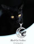 wholesale 925 Sterling Silver Moon Bat Pendant with Opal Stone and Celtic Knot Design Necklace-0-5