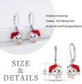 wholesale 925 Sterling Silver Metal Christmas Cat Earrings with Red Hat and Bow Tie Gift for Women-0-2