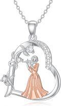 wholesale 925 Sterling Silver Heart-Shaped Pendant with Flute Player Design and Cubic Zirconia Stones - 18 Chain Necklace for Women & Girls-0-0