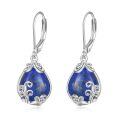 wholesale 925 Sterling Silver Teardrop Earrings Wholesale With Blue Gemstone And Scroll Design-0-11