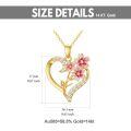 wholesale 14k Yellow Gold Heart Pendant With Pink Enamel Flowers-0-5