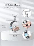 wholesale 925 Sterling Silver Sloth and Panda on Crescent Moon Charm Necklace with Blue Stone Accent-0-4