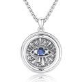 wholesale 925 Sterling Silver Evil Eye Pendant Necklace With Rotating Blue Crystal Oxidized Design-0-0