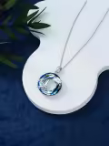 TOUPOP Sterling Silver Blue Crystal Aircraft Necklace Jewelry For Women-0-2